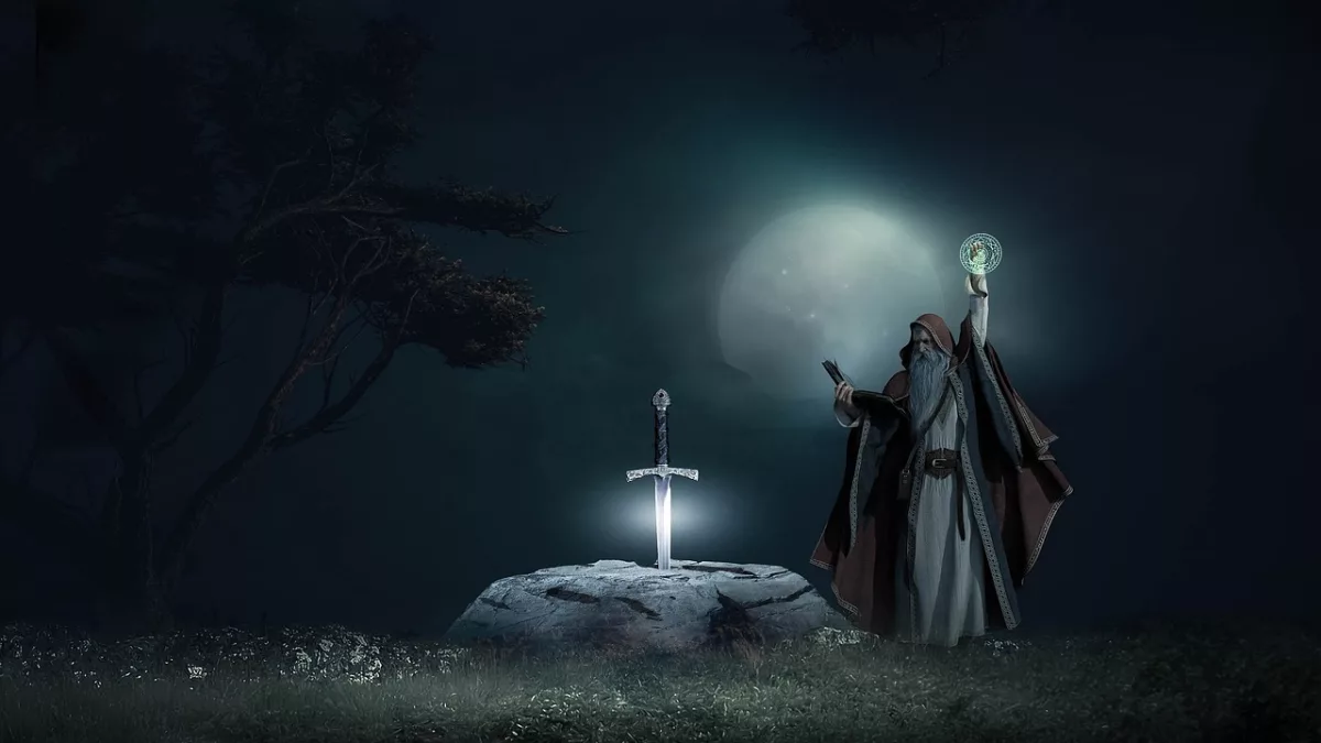 Merlin and magic sword